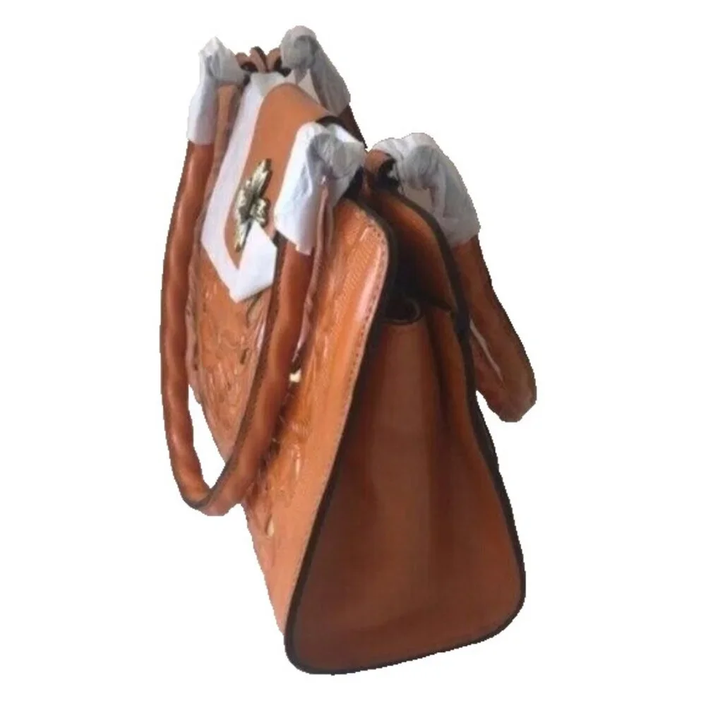 Patricia Nash Handbag Cut Out Rosina Artisan Sun Yellow Leather Shoulder Purse